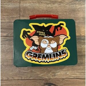 Retro 80s Style Gremlins Movie Artwork Stripe and Gizmo Tin Lunch Box Pre Owned